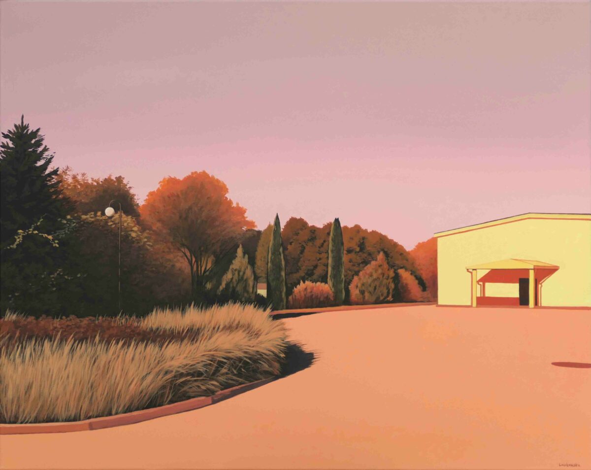 Różowe popołudnie,73x92 cm, akryl, 2024