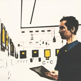 Erwin Wyjadłowski, Odczyt, 35x40 cm, olej na płótnie, 2021