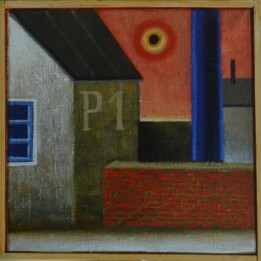 Dawid Zdobylak, Fabryka P1, olej na plotnie, 18 x 18 cm, 2019