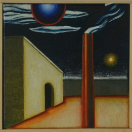 Dawid Zdobylak, Pejzaż dnia robotnika, olej na płótnie, 20 x 20 cm, 2019