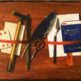 Dawik Zdobylak, Martwa Natura, olej na płótnie, 20 x 60 cm, 2018 Martwa Natura I Dawid Zdobylak