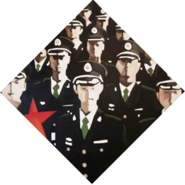 Erwin Wyjadłowski, Jajka sadzone, olej na płótnie, 95x95 cm 2019-20