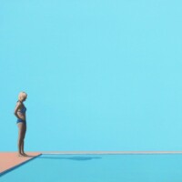 Magdalena Laskowska, Abstrakcja z basenem, 50x65 cm, akryl, 2019