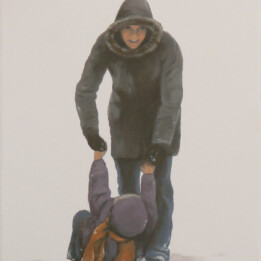 Magdalena Laskowska, Na sankach III, 24x30 cm, alkid na płótnie, 2016