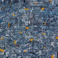 Artur Przebindowski, Megalopolis LXXIV, akryl na płótnie, 2018