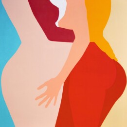 Malwina Jagóra, Konturami kształtów kobiecości dryfował po krańce rozkoszy, akryl, płótno, 200x200, 2021