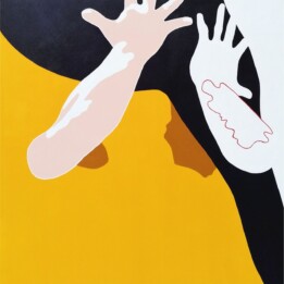 Malwina Jagóra, Oboje pływali w objęciach, akryl, płótno, 100x100, 2020