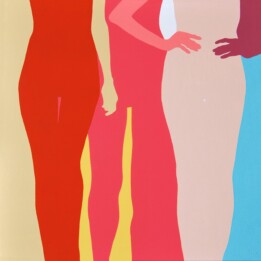 Malwina Jagóra, Zasłuchane w pieszczotliwy głos pożądania, akryl, płótno, 100x100, 2021