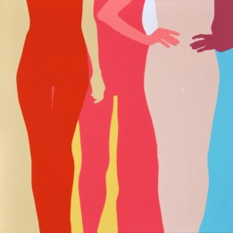 Malwina Jagóra, Zasłuchane w pieszczotliwy głos pożądania, akryl, płótno, 100x100, 2021