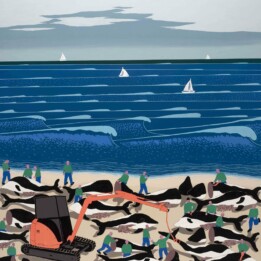 Michał Cygan, Grindadrap 2, akryl na płótnie, 110x100 cm, 2021