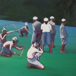 Wioleta Rzążewska, Apacze, olej na płótnie, 100x100 cm, 2021