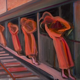 Wioleta Rzążewska, Czerwone tory, olej na płótnie, 70x90 cm, 2021