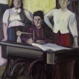 Wioleta Rzążewska, Trzy siostry, olej na płótnie, 90x70 cm, 2021