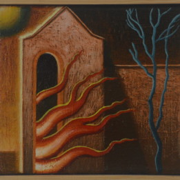 Dawid Zdobylak, Walka- olej na płótnie, 18 x 20 cm, 2021