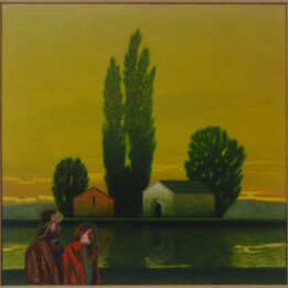 Dawid Zdobylak, Wspomnienie spaceru nad stawami, olej na płótnie, 60 x 60 cm, 2021 Wspomnienie spaceru nad stawami