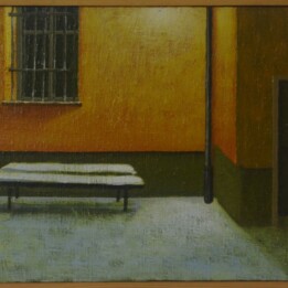 Dawid Zdobylak, Ławka, olej na płótnie, 31 x 21 cm, 2021