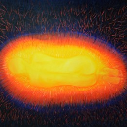 Aleksandra Bociańska, Obudź mnie jak skończy się zima, olej na płótnie, 100 x 130cm, 2021