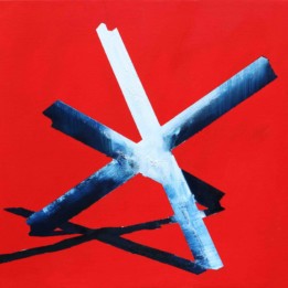 Emil Bucki, Zapora ( Jeś stalowy), olej na płótnie, 50x50cm, 2022