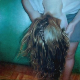 Agata Głogowska, Mokre włosy, olej na płótnie, 60 x 60cm, 2022