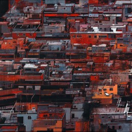 Artur Przebindowski, Megalopolis CIX ( 109), akryl na płótnie, 100 x 150cm, 2022