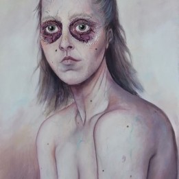 Julia Szymczykowska, Bez tytułu, olej na płótnie + haft, 68 x 52 cm, 2021-22