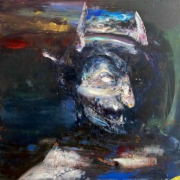 Piotr Starościc, Prawdopodobnie Diabeł, olej na płótnie, 80x80cm, 2022
