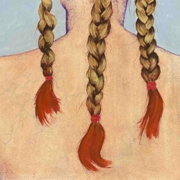 Julia Szymczykowska, W podstawówce marzyłam o ombre, gwasz tech, mieszana na papierze, 43,5 x 62cm, 2022
